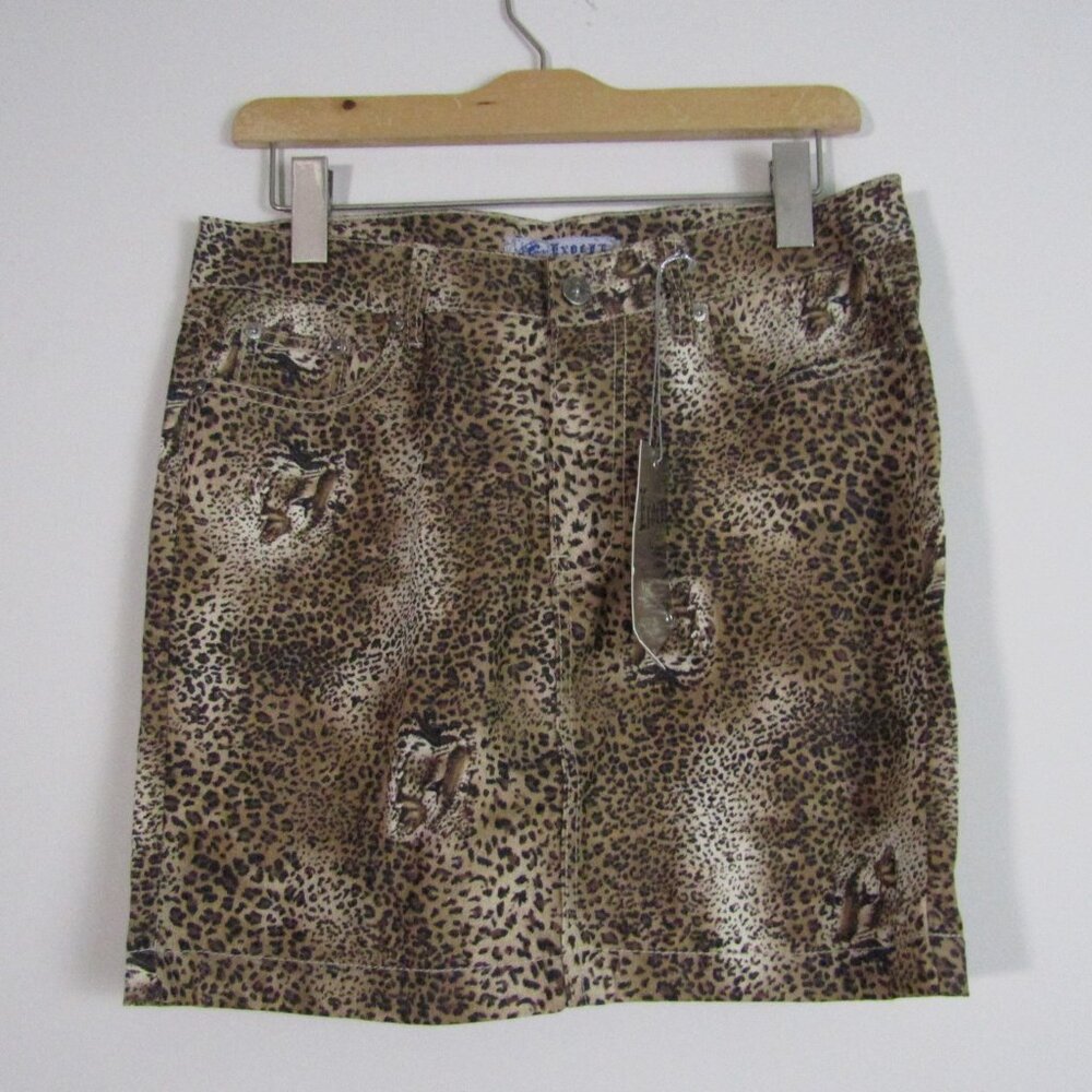 Women's Cheetah Print Mini Skirt 9 Tan Mobwife Maximalist Casual